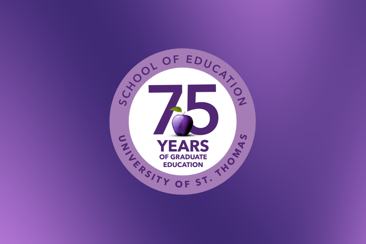 Purple graphic with 75th Anniversary text